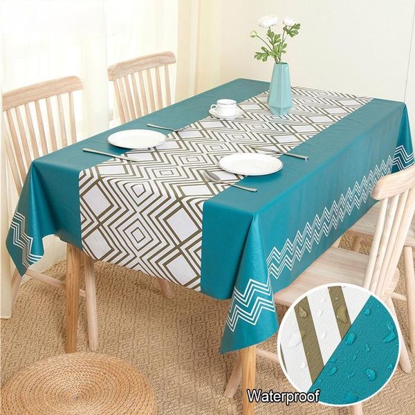 

table cloth pvc plastic waterproof oil proof cover modern pastoral style leaves plaid printed rectangular tea tablecloths