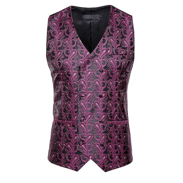 

men's suit vest autumn and winter double-breasted cashew print casual european code men 056 vests, Black;white