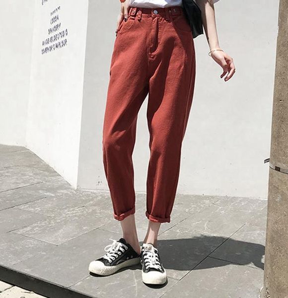 

women's jeans hed women pants spring 2021 black boyfriends for loose harem denim trousers summer, Blue