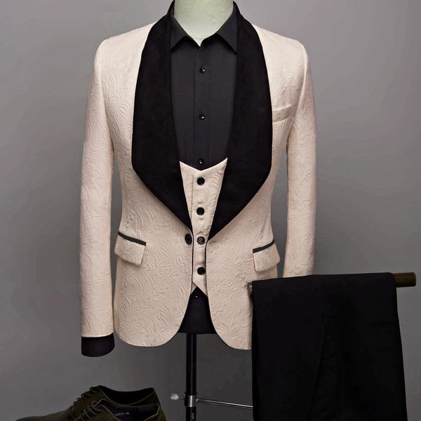 

men's suits & blazers brand men 14 color pattern and black groom tuxedos shawl satin lapel groomsmen wedding man ( jacket+pants+ve, White;black