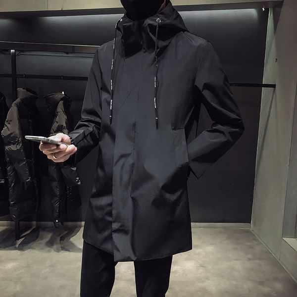 

2021 clothing fashionable men autumn trench coat/man slim fit hoodies long leisure trench jackets size s-5xl, Tan;black
