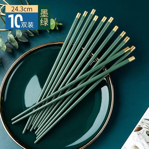 

chopsticks learning stainless steel set flat metal holder travel reusable camping nourriture tableware eg50kz