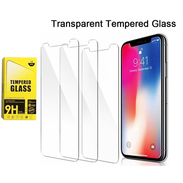 Handy-Displayschutz für iPhone 13 12 Pro Max X XS XR 5 5S SE gehärtetes Glas für Mini 11 7 Plus 8 6 6S Schutzfolie mit Papierpackung