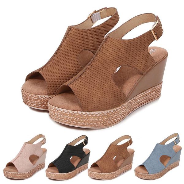 

sandals sagace women's leisure women wedges heeled shoes 2021 ladies casual buckle strap roman, Black