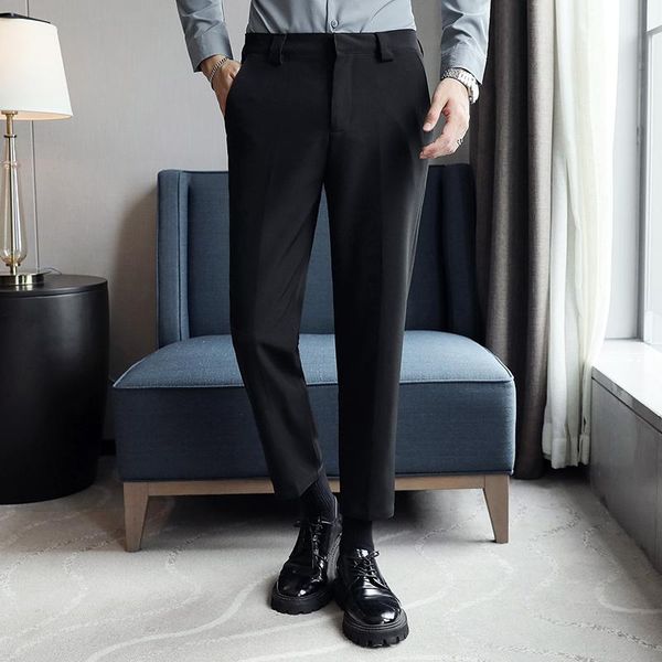 

men's suits & blazers autumn winter men clothing business formal wear dress suit pants slim fit covered button office trousers, White;black