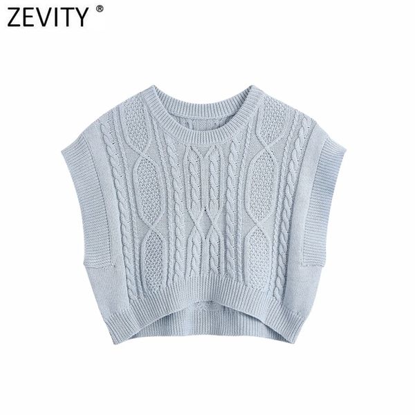 

women casual twist crochet short knitting vest sweater female chic o neck sleeveless pullovers crop waistcoat sw831 210416, White