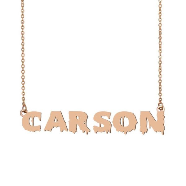 

pendant necklaces sursive carson name necklace , cool bloody art for halloween and santa's day jewelry gift kids boys girls, Silver
