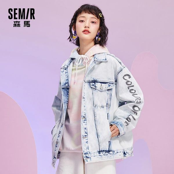 

denim jacket men and women snowflake couple loose trendy printing 2021 spring men's jackets, Black;brown