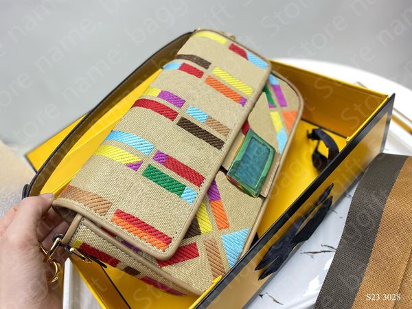 

womens multicolor iconic baguette fabric bags luxury design white pink colorful canvas twill shoulder handbag crossbody tote pouch wallet pu