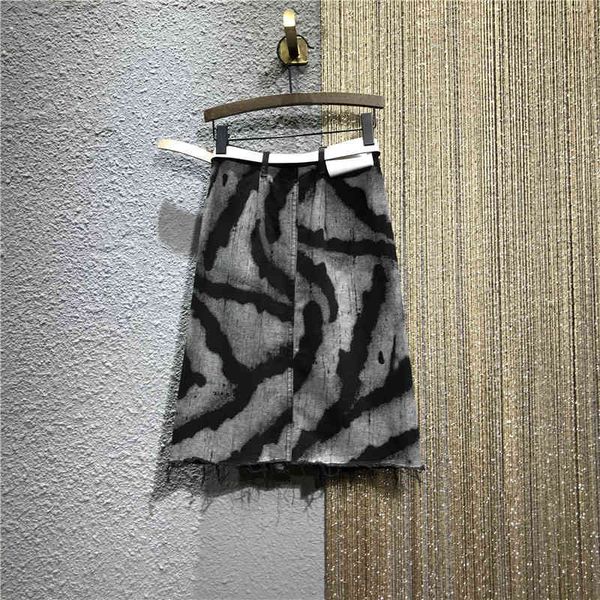 

skirts mode tie dye denim unique female skirt breasted at knee height spring summer from vintage high-waisted s dividing a line tuhc, Black