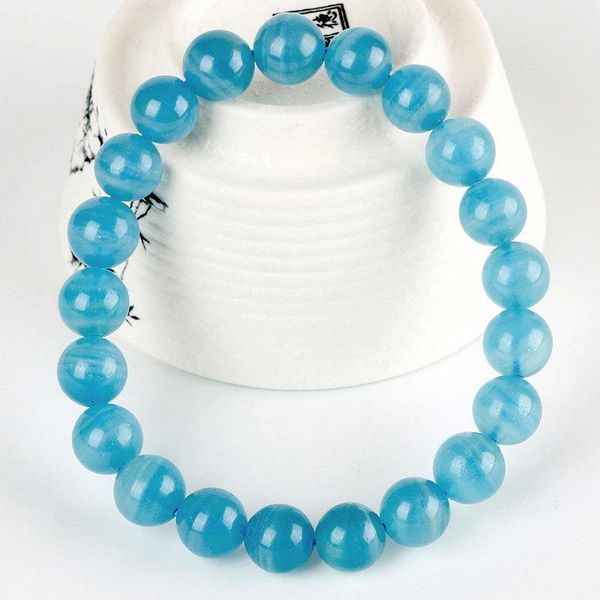 

beaded, strands 7-12mm natural blue-veins stone quartz crystal bracelet, Black