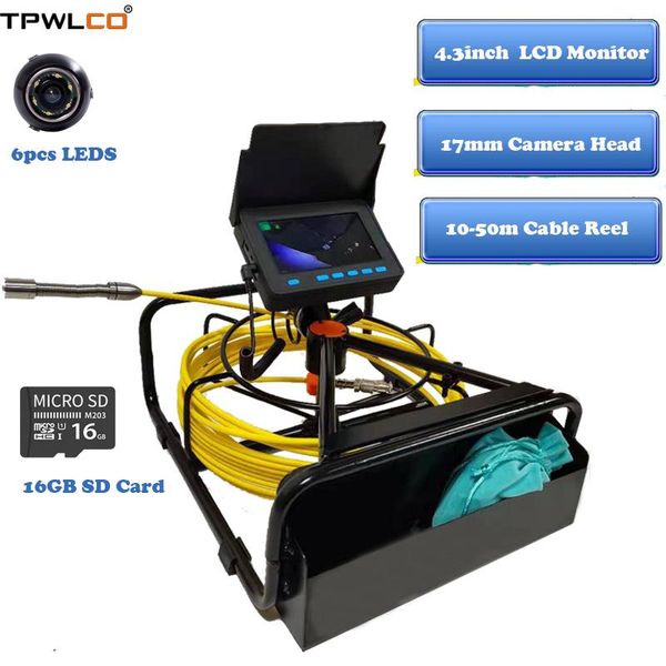 

cameras 4.3inch ip68 waterproof snake video camera system support dvr recording 17mm cctv security 10-50m cable 8500ma battery