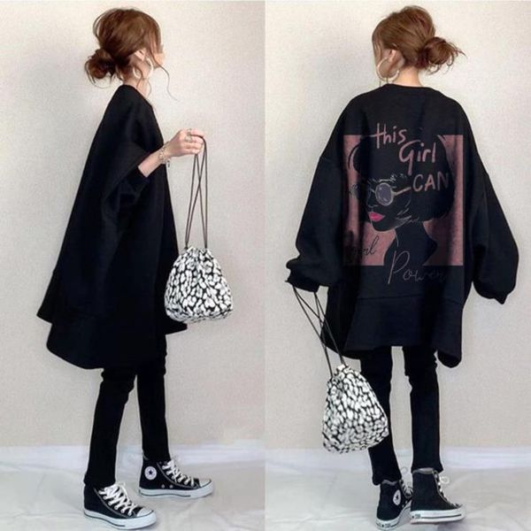 

burst edition 2021 early autumn and winter japan south korea new printed loose plush sweater women's coat, Blue;black