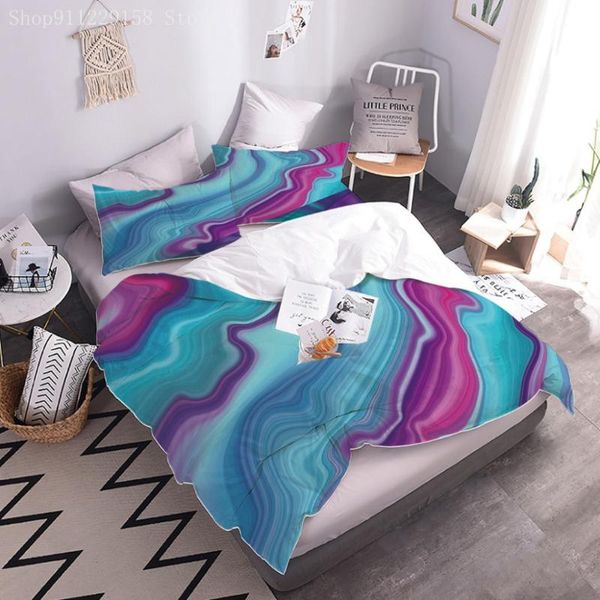 

color 3d abstract mudslide bedding set single double king  marble quilt duvet cover with pillowcase 2/3pcs sets