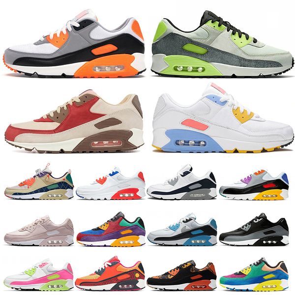 

90 womens mens running shoes 2021 fashion 90s solar flare pink brown suede grey orange triple white black tennis trainers sports sneakers, White;red