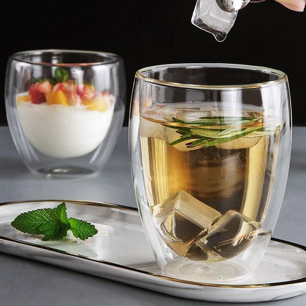 

wine glasses 250/350/450ml heat resistant double wall cup beer coffee cups handmade healthy drink mug tea transparent drinkware