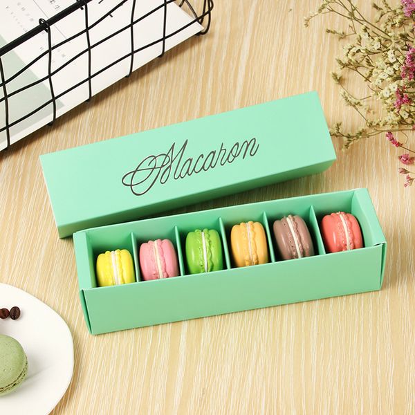 Caixas de bolo de caixa de macaron Casa feita macaron caixas de chocolate Biscoito caixa de muffin de papel de varejo embalagem 20.5 * 5.4 * 5.4cm verde preto DH8569