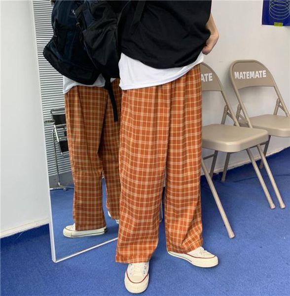 

women's pants & capris plaid women spring wide leg for korean style high waist checkered oversize trousers harajuku, Black;white