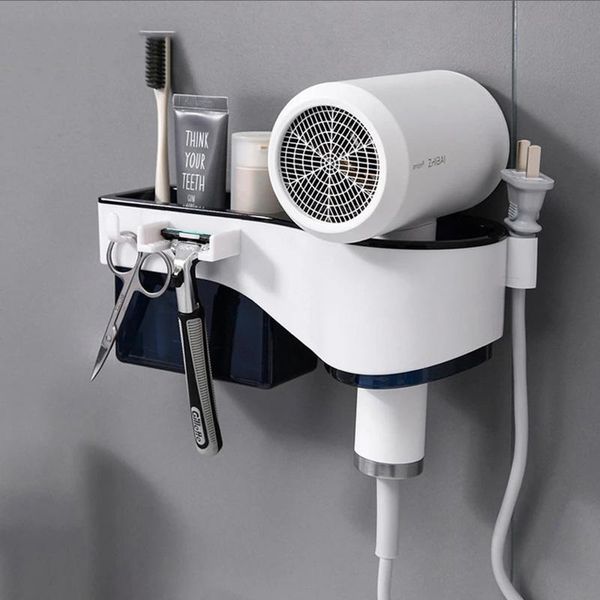 

hair dryer holder wall-mounted storage racks creative suction cup comb rack stand bathroom accessories set bath accessory