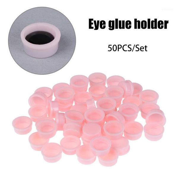 

50pcs/lot individual eyelash glue grafting eye lashes quick blossom cup ring makeup extension holder adhesive stand tools1