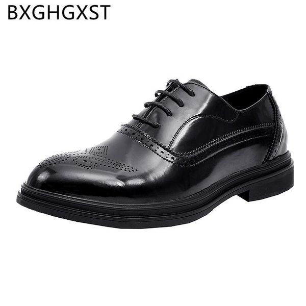 

dress shoes black brogue men leather coiffeur elevator for formal office classic zapatos oxford hombr