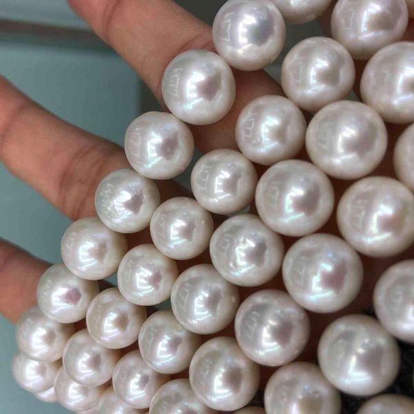 

necklaces 9-11mm big size white color edison necklace real freshwater pearl strand string 39cm long y1, Silver