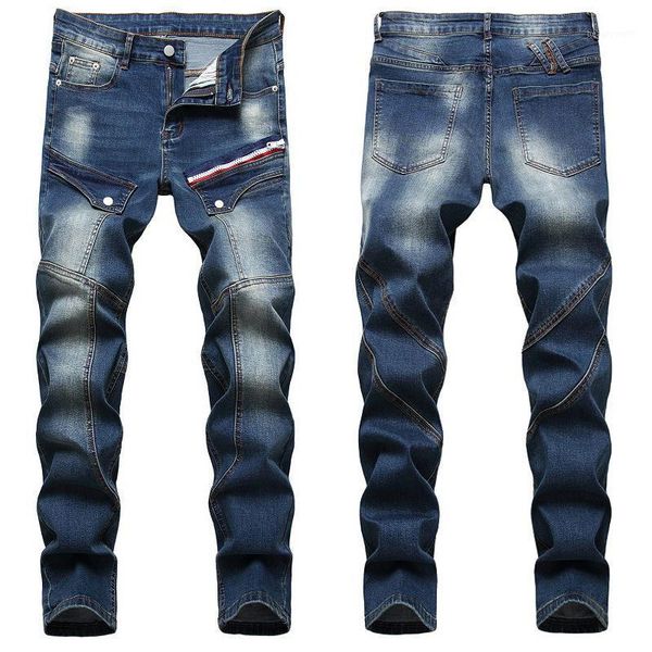 

very nice design european mens denim jeans cowboy classic patchwork multi pockets long pants youth clothes casual trousers jb931 men's, Blue