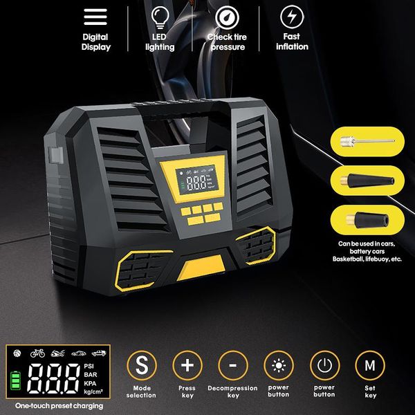 

inflatable pump portable car air compressor dc 12v tire inflator 150 psi auto for motorcycle led light