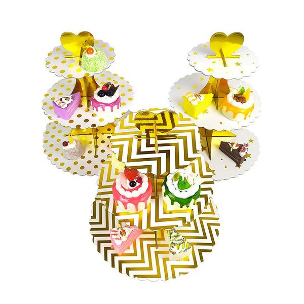 

other festive & party supplies 3layer colorful paper cardboard round birthday disposable tableware dessert cake stand table tower display de