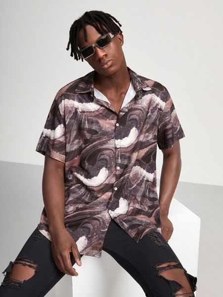 

men graphic print shirt without tee 038u#, White;black