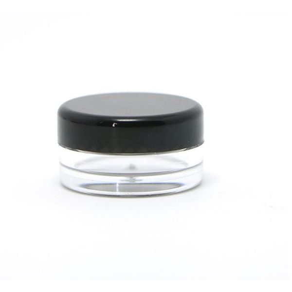 

factory quality container 5g empty clear 5ml high jar pot with black lids for powder makeup cream lotion lip balm/gloss cosmetic samples 100