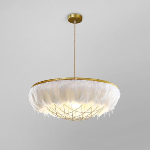 

pendant lamps nordic modern light luxury personality warm and romantic feather chandelier children's room study net red ins bedroom lam