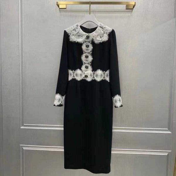 

casual dresses wz0121 female fashion spring dress luxury brand european design party a780, Black;gray