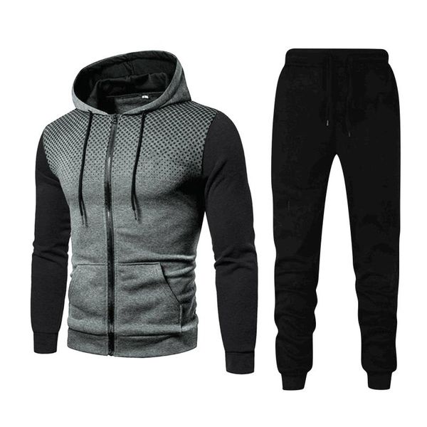 

men's hoodies & sweatshirts winter sports casual fitness suit with dots hoodie sweatshirt and pants sudaderas con capucha moletom haiky, Black