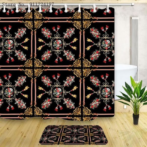 

shower curtains vintage style fashion polyester curtain bath mat rug home living 2 piece waterproof bathroom furniture sets