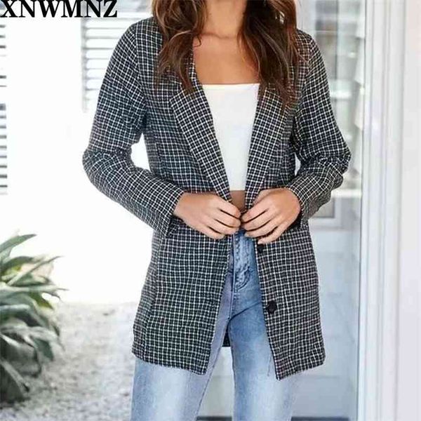 

korean work jacket women gray plaid blazer office lady fashion notched collar elegant blazers feminino 210520, White;black