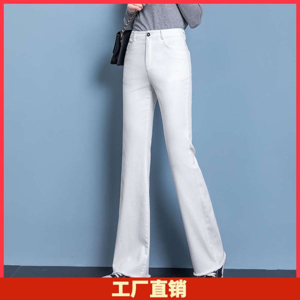 

autumn high waist flare women's elastic slim capris, Blue