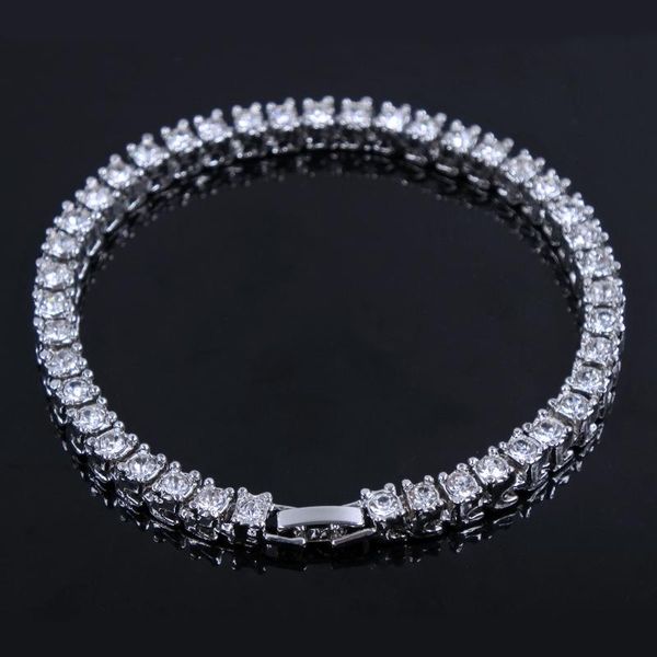

link, chain 5mm fashion gold silver color tennis bracelet men women hip hop rapper iced out bling choker jewelry gift, Black
