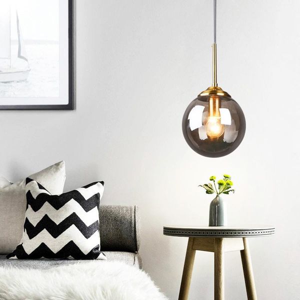 

pendant lamps modern glass ball golden ring lighting creativity design choice for bar cafe kitchen living room loft bedroom