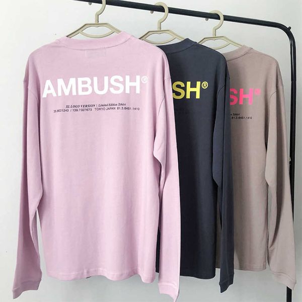

women's t-shirt loose long sleeve t-shirt men women 1:1 high-quality tee pink apricot ambush inside tags retro t shirt jjo4, White