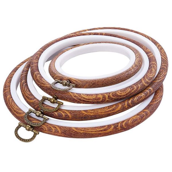 

other arts and crafts 4 pieces embroidery hoop ring plastic cross stitch hoops set imitated wood display frame circle oval kits for art
