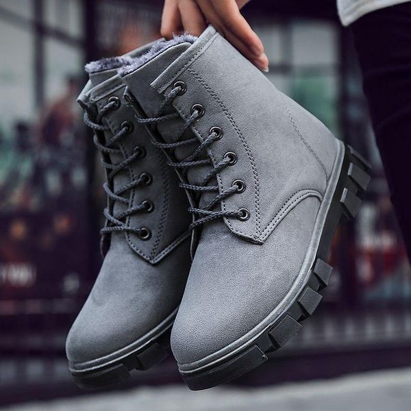 

boots seggnice snow 2021 suede classic women fashion winter warm fur plush insole ankle lace-up shoes, Black