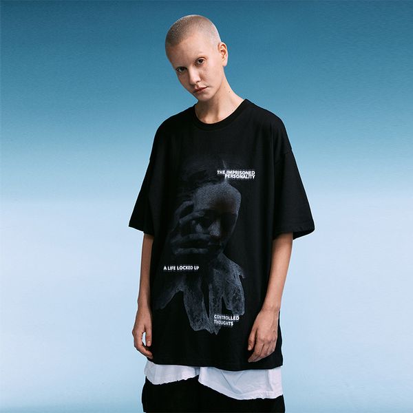 

wxwovdy 20ss fashion brand short sve t-shirt men's and women's street printed figure pattern top, White;black