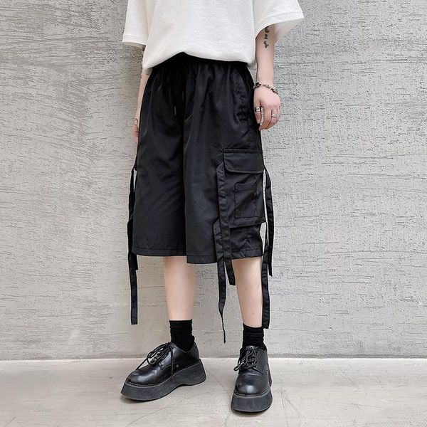 

men's shorts fashion brand ins large pocket loose straight hip hop casual breeches, White;black
