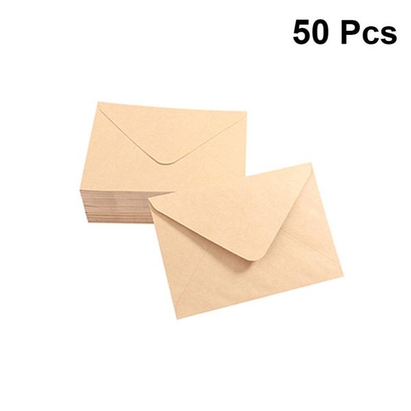 

50pcs colorful paper envelope holder blank party envelopes supplies (kraft color) gift wrap