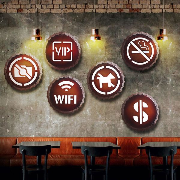 

wifi led beer cap signs metal wall decor plate bar lightbox home decoration accessories led light box plaques