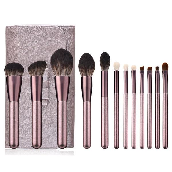 

makeup brushes 12 a small grape purple handle brush set professional beginners make-up tools pu packaging manufacturer direct