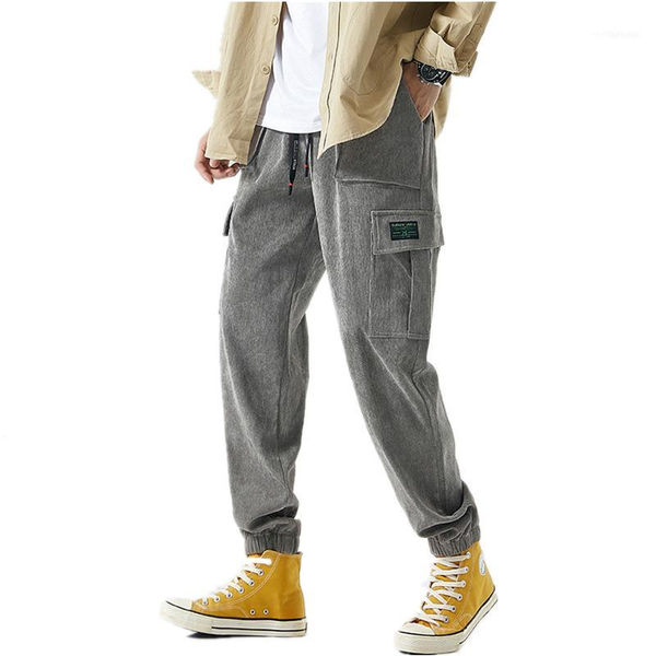 

men's pants winter men casual corduroy harajuku wide leg overalls mens japanese streetwear sweatpants male korean joggers pants1, Black