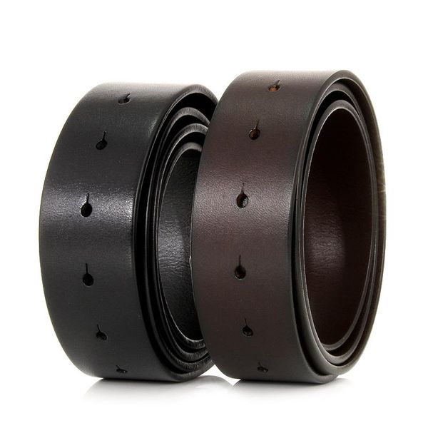 

belts pure cowhide belt strap 3.3cm 3.8cm no buckle genuine leather with round holes without smooth, Black;brown