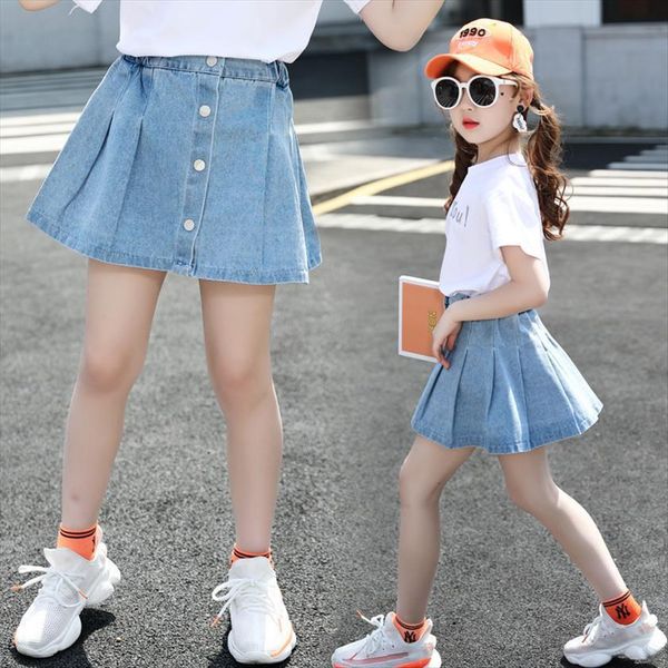 

kids shorts girls children womens skirt denim short fashion summer casual teenage a line 10 12 year, Blue